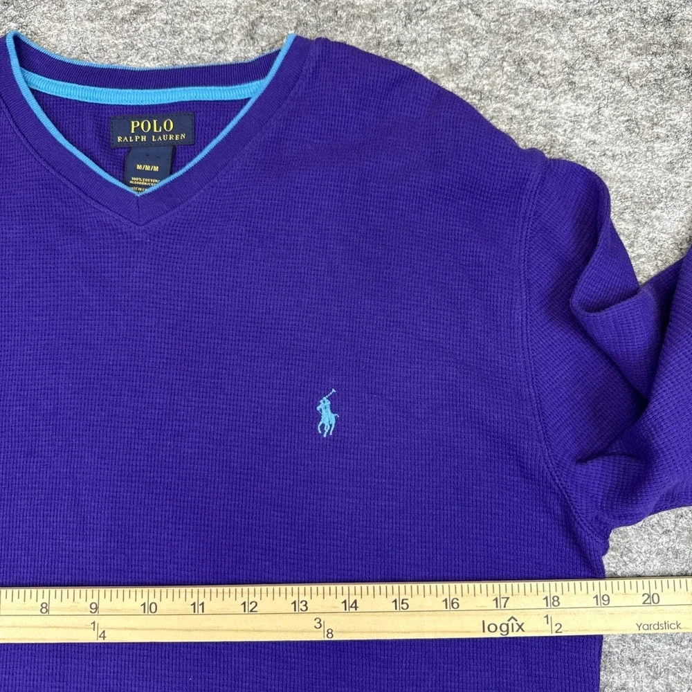 Polo‎ Ralph Lauren long sleeve thermal shirt men's medium purple aqua pony logo
